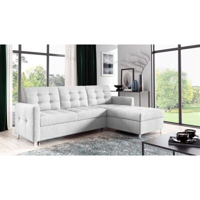 Fun Möbel Ecksofa Sofa NURI Stoff Luis Hellgrau mit Schlaffunktion Ottomane Rechts Fun Möbel Ecksofa Sofa NURI Stoff Luis Hellgrau mit Schlaffunktion Ottomane Rechts