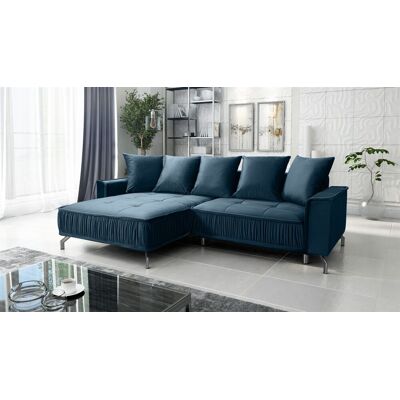 Fun Möbel Ecksofa Schlafsofa Sofa FLORENCE Stoff Element Dunkelblau Ottomane Links Fun Möbel Ecksofa Schlafsofa Sofa FLORENCE Stoff Element Dunkelblau Ottomane Links