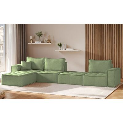 Fun Möbel Ecksofa Modulsofa 4-teilig SANDE XL Stoff Alpine Hellgrün Ottomane Links Fun Möbel Ecksofa Modulsofa 4-teilig SANDE XL Stoff Alpine Hellgrün Ottomane Links