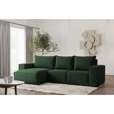 Fun Möbel Ecksofa Designersofa ESTELLE in Stoff Opera Velvet Dunkelgrün Ottomane Links Fun Möbel Ecksofa Designersofa ESTELLE in Stoff Opera Velvet Dunkelgrün Ottomane Links