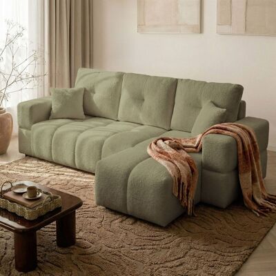 Fun Möbel Ecksofa Schlafsofa Sofa DENISE in Stoff Centaur Moosgrün Ottomane Rechts Fun Möbel Ecksofa Schlafsofa Sofa DENISE in Stoff Centaur Moosgrün Ottomane Rechts