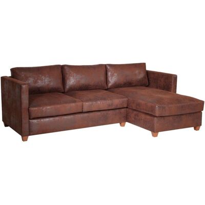 Fun-Möbel Ecksofa FABIO L-Form Vintage Braun Ottomane Rechts Fun-Möbel Ecksofa FABIO L-Form Vintage Braun Ottomane Rechts