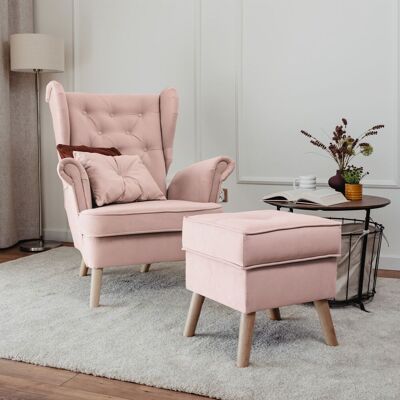 Fun Möbel Sessel Ohrensessel ALISON inkl. Hocker in Stoff Trinity Puderrosa Fun Möbel Sessel Ohrensessel ALISON inkl. Hocker in Stoff Trinity Puderrosa