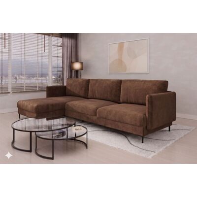 Fun Moebel Ecksofa Designersofa HELMER MAX Stoff Vibe Braun Ottomane Links Fun Moebel Ecksofa Designersofa HELMER MAX Stoff Vibe Braun Ottomane Links