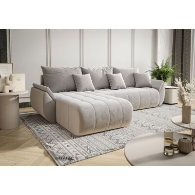 Fun Möbel Ecksofa Schlafsofa AKITA Stoff Monolith Hellgrau Ottomane Links Fun Möbel Ecksofa Schlafsofa AKITA Stoff Monolith Hellgrau Ottomane Links