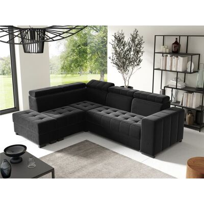 Fun Möbel Ecksofa Schlafsofa Sofa CESENA Stoff Salvador Schwarz Ottomane Links Fun Möbel Ecksofa Schlafsofa Sofa CESENA Stoff Salvador Schwarz Ottomane Links
