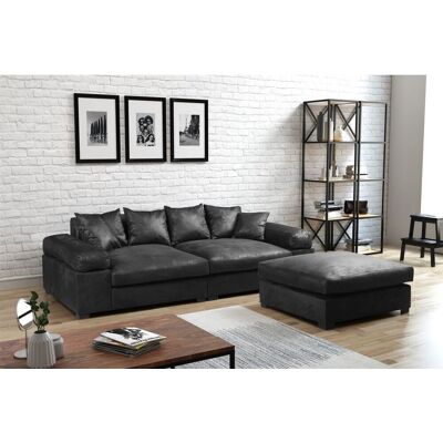 Fun Moebel Big Sofa Megasofa Riesensofa AREZZO - Vintage Schwarz inkl.Hocker Fun Moebel Big Sofa Megasofa Riesensofa AREZZO - Vintage Schwarz inkl.Hocker