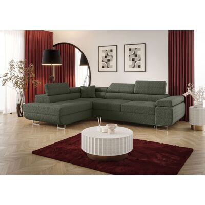Fun Möbel Ecksofa Schlafsofa Sofa MONARO Stoff Quelle Moosgrün Ottomane Links Fun Möbel Ecksofa Schlafsofa Sofa MONARO Stoff Quelle Moosgrün Ottomane Links