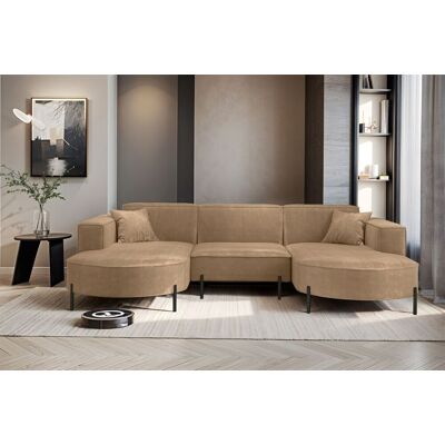 Fun Möbel Wohnlandschaft U-Form Sofa VALENCIA in Stoff Noel Braun Fun Möbel Wohnlandschaft U-Form Sofa VALENCIA in Stoff Noel Braun