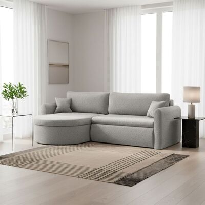 Fun Möbel Ecksofa Schlafsofa FELIZ Stoff Quelle Hellgrau Ottomane Links Fun Möbel Ecksofa Schlafsofa FELIZ Stoff Quelle Hellgrau Ottomane Links