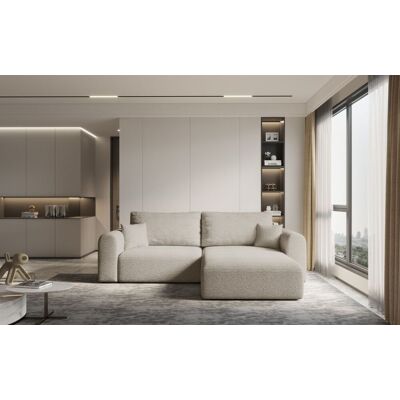 Fun Möbel Ecksofa Sofa FLAVIO mit Schlaffunktion Stoff Abriamo Sand Ottomane Rechts Fun Möbel Ecksofa Sofa FLAVIO mit Schlaffunktion Stoff Abriamo Sand Ottomane Rechts