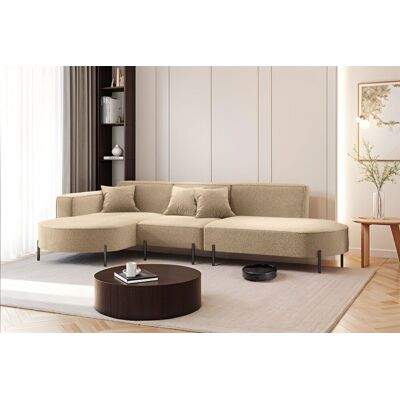 Fun Moebel Ecksofa Designersofa VALENCIA in Stoff Quelle Hellbraun Ottomane Links Fun Moebel Ecksofa Designersofa VALENCIA in Stoff Quelle Hellbraun Ottomane Links