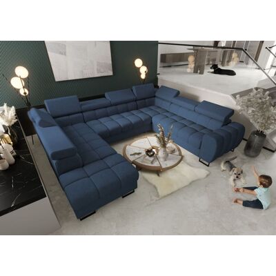 Fun Moebel Wohnlandschaft Schlafsofa BASTIEN XL in Stoff Moly Dunkelblau Ottomane Links Fun Moebel Wohnlandschaft Schlafsofa BASTIEN XL in Stoff Moly Dunkelblau Ottomane Links