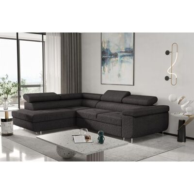 Fun Moebel Ecksofa Sofa JADE Stoff Ascot Schwarz mit Schlaffunktion Ottomane Links Fun Moebel Ecksofa Sofa JADE Stoff Ascot Schwarz mit Schlaffunktion Ottomane Links