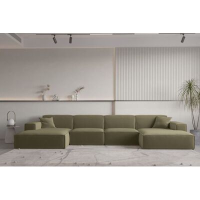 Fun Moebel Wohnlandschaft U-Form CELES PREMIUM in Stoff Opera Velvet Olivgrün Fun Moebel Wohnlandschaft U-Form CELES PREMIUM in Stoff Opera Velvet Olivgrün