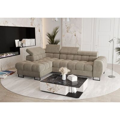 Fun Moebel Ecksofa Schlafsofa BASTIEN in Stoff Terra Beige Ottomane Links Fun Moebel Ecksofa Schlafsofa BASTIEN in Stoff Terra Beige Ottomane Links