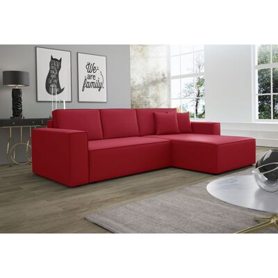 Fun Moebel Ecksofa Schlafsofa Sofa CONOR Kunstleder Rot Ottomane Rechts Fun Moebel Ecksofa Schlafsofa Sofa CONOR Kunstleder Rot Ottomane Rechts