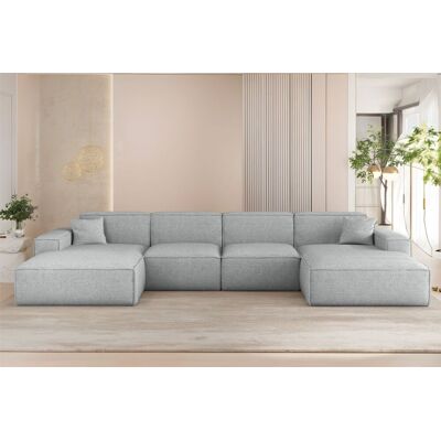 Fun Möbel Wohnlandschaft Sofa U-Form CELES PREMIUM in Stoff Artico Hellgrau Fun Möbel Wohnlandschaft Sofa U-Form CELES PREMIUM in Stoff Artico Hellgrau