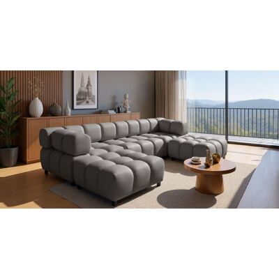 Fun Möbel Sofa Designersofa FLOW 3-Sitzer inkl. 2 x Polsterhocker Stoff Bluvel Dunkelgrau Fun Möbel Sofa Designersofa FLOW 3-Sitzer inkl. 2 x Polsterhocker Stoff Bluvel Dunkelgrau