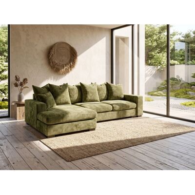 Fun Möbel Ecksofa mit Schlaffunktion BENICIO Sofa in Stoff Flow Olivgrün Ottomane Links Fun Möbel Ecksofa mit Schlaffunktion BENICIO Sofa in Stoff Flow Olivgrün Ottomane Links