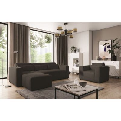 Fun Möbel Ecksofa Schlafsofa inkl. Sessel WALDO Stoff Brooklyn Schwarz-Hell Ottomane Links Fun Möbel Ecksofa Schlafsofa inkl. Sessel WALDO Stoff Brooklyn Schwarz-Hell Ottomane Links
