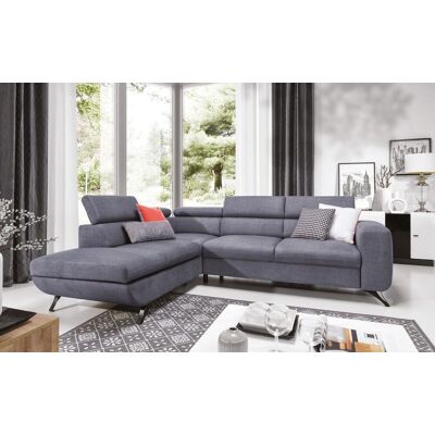 Fun Moebel Ecksofa Schlafsofa ALBERTO Polyesterstoff Hellgrau Ottomane Links Fun Moebel Ecksofa Schlafsofa ALBERTO Polyesterstoff Hellgrau Ottomane Links
