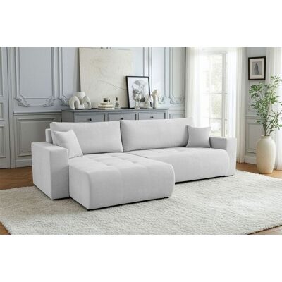 Fun Möbel Ecksofa Schlafsofa Sofa ARMARI in Stoff Wind Hellgrau Ottomane Rechts Fun Möbel Ecksofa Schlafsofa Sofa ARMARI in Stoff Wind Hellgrau Ottomane Rechts