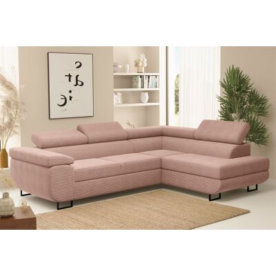 Fun Möbel Ecksofa Sofa mit Schlaffunktion METZ Stoff Poso Altrosa Ottomane Rechts Fun Möbel Ecksofa Sofa mit Schlaffunktion METZ Stoff Poso Altrosa Ottomane Rechts