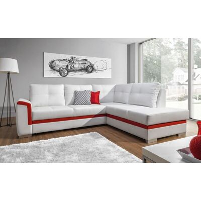 Fun Moebel Ecksofa Schlafsofa VERONIK Weiss / Rot Ottomane Rechts Fun Moebel Ecksofa Schlafsofa VERONIK Weiss / Rot Ottomane Rechts