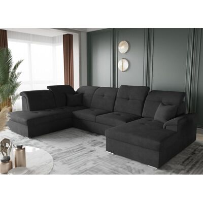 Fun Moebel Wohnlandschaft Schlafsofa FREJA Stoff Brooklyn Schwarz Langer Schenkel Links Fun Moebel Wohnlandschaft Schlafsofa FREJA Stoff Brooklyn Schwarz Langer Schenkel Links