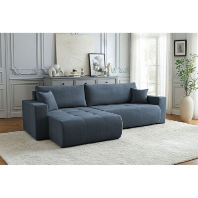 Fun Möbel Ecksofa Schlafsofa Sofa ARMARI in Stoff Wind Dunkelblau Ottomane Rechts Fun Möbel Ecksofa Schlafsofa Sofa ARMARI in Stoff Wind Dunkelblau Ottomane Rechts
