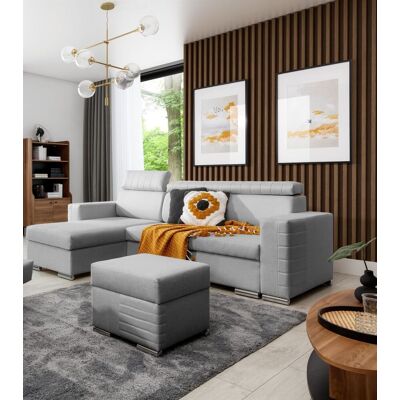 Fun Möbel Ecksofa Schlafsofa inkl. Hocker CANTON Stoff Liverpool Grau Ottomane Links Fun Möbel Ecksofa Schlafsofa inkl. Hocker CANTON Stoff Liverpool Grau Ottomane Links