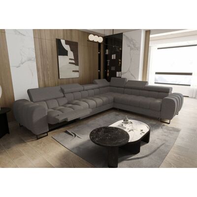 Fun Moebel Ecksofa Schlafsofa BASTIEN RELAX in Stoff Aragon Dunkelgrau Ottomane Rechts Fun Moebel Ecksofa Schlafsofa BASTIEN RELAX in Stoff Aragon Dunkelgrau Ottomane Rechts