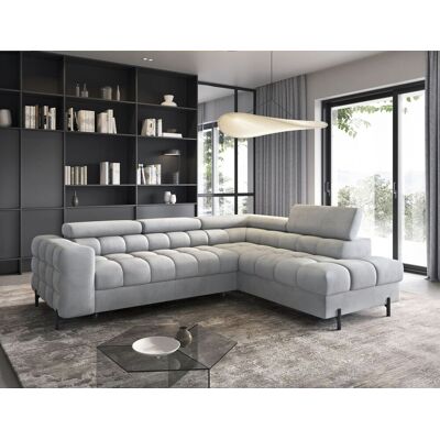 Fun Moebel Ecksofa mit Schlaffunktion Sofa AMARA Stoff Paros Hellgrau Ottomane Rechts Fun Moebel Ecksofa mit Schlaffunktion Sofa AMARA Stoff Paros Hellgrau Ottomane Rechts