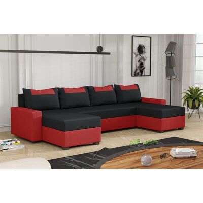 Fun Möbel Wohnlandschaft Schlafsofa Sofa HEDVIG Stoff Manila Rot- Schwarz Fun Möbel Wohnlandschaft Schlafsofa Sofa HEDVIG Stoff Manila Rot- Schwarz