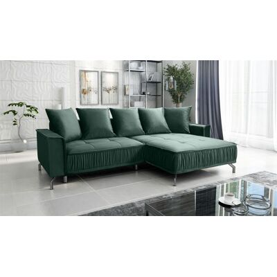 Fun Möbel Ecksofa Schlafsofa Sofa FLORENCE Stoff Element Dunkelgrün Ottomane Rechts Fun Möbel Ecksofa Schlafsofa Sofa FLORENCE Stoff Element Dunkelgrün Ottomane Rechts