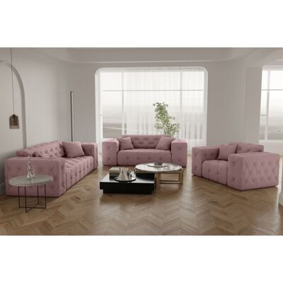 Fun Moebel Sofaset Designersofa CHANTAL 3-2-1 in Stoff Opera Velvet Pink Fun Moebel Sofaset Designersofa CHANTAL 3-2-1 in Stoff Opera Velvet Pink