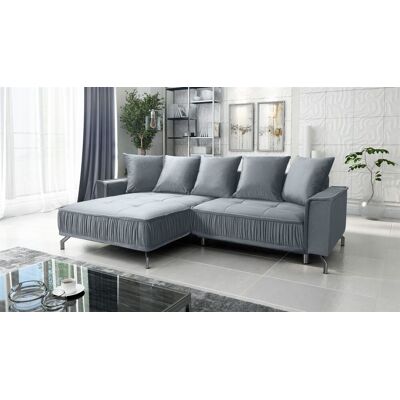 Fun Möbel Ecksofa Schlafsofa Sofa FLORENCE Stoff Element Grau Ottomane Links Fun Möbel Ecksofa Schlafsofa Sofa FLORENCE Stoff Element Grau Ottomane Links