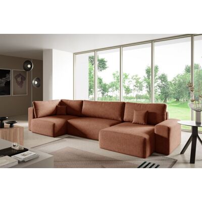 Fun Möbel Wohnlandschaft mit Schlaffunktion ARONA XL Stoff Centaur Rostbraun Ottomane R... Fun Möbel Wohnlandschaft mit Schlaffunktion ARONA XL Stoff Centaur Rostbraun Ottomane R...