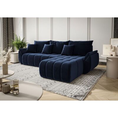 Fun Möbel Ecksofa Schlafsofa LOUISE Stoff Monolith Dunkelblau Ottomane Rechts Fun Möbel Ecksofa Schlafsofa LOUISE Stoff Monolith Dunkelblau Ottomane Rechts