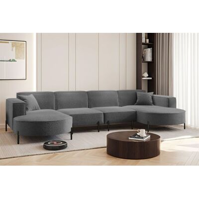 Fun Möbel Wohnlandschaft U-Form Sofa VALENCIA XL in Stoff Quelle Dunkelgrau Fun Möbel Wohnlandschaft U-Form Sofa VALENCIA XL in Stoff Quelle Dunkelgrau