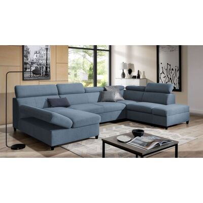 Fun Möbel Wohnlandschaft Schlafsofa Sofa ANTON in Stoff Esito Hellblau Ottomane Links Fun Möbel Wohnlandschaft Schlafsofa Sofa ANTON in Stoff Esito Hellblau Ottomane Links