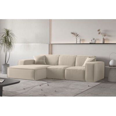 Fun Moebel Ecksofa Designersofa CELES PREMIUM Stoff Opera Velvet Beige Ottomane Links Fun Moebel Ecksofa Designersofa CELES PREMIUM Stoff Opera Velvet Beige Ottomane Links