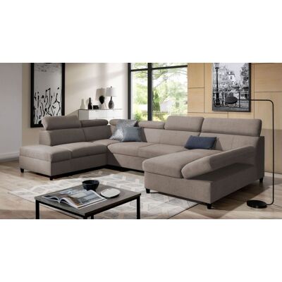 Fun Möbel Wohnlandschaft Schlafsofa Sofa ANTON in Stoff Esito Sand Ottomane Rechts Fun Möbel Wohnlandschaft Schlafsofa Sofa ANTON in Stoff Esito Sand Ottomane Rechts