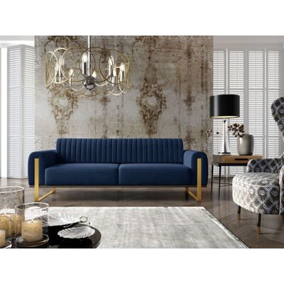 Fun Möbel Sofa Designersofa VALERIE 3-Sitzer in Stoff Elisa Velvet Dunkelblau Fun Möbel Sofa Designersofa VALERIE 3-Sitzer in Stoff Elisa Velvet Dunkelblau