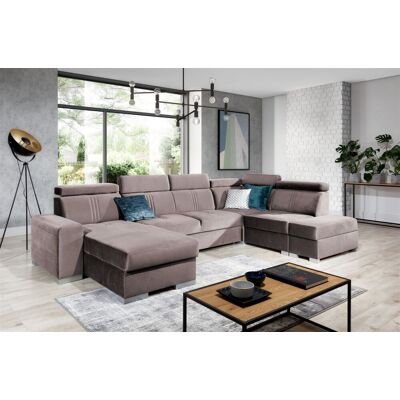 Fun Moebel Wohnlandschaft Schlafsofa NOLAN USB Stoff Monolith Pastellviolett Ottomane Links Fun Moebel Wohnlandschaft Schlafsofa NOLAN USB Stoff Monolith Pastellviolett Ottomane Links