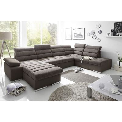 Fun Moebel Couchgarnitur PASCARA U-Form mit Schlaffunktion-Braun /Ottomane Links Fun Moebel Couchgarnitur PASCARA U-Form mit Schlaffunktion-Braun /Ottomane Links