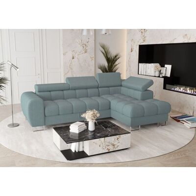 Fun Moebel Ecksofa Schlafsofa BASTIEN in Stoff Gemma Türkis Ottomane Rechts Fun Moebel Ecksofa Schlafsofa BASTIEN in Stoff Gemma Türkis Ottomane Rechts