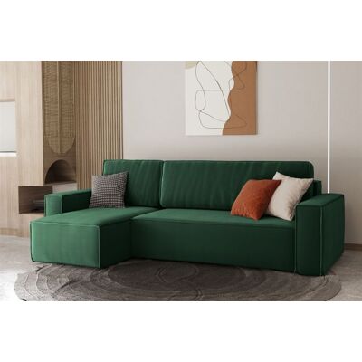 Fun Moebel Ecksofa Schlafsofa Sofa MARIS Stoff Grün Ottomane Links Fun Moebel Ecksofa Schlafsofa Sofa MARIS Stoff Grün Ottomane Links