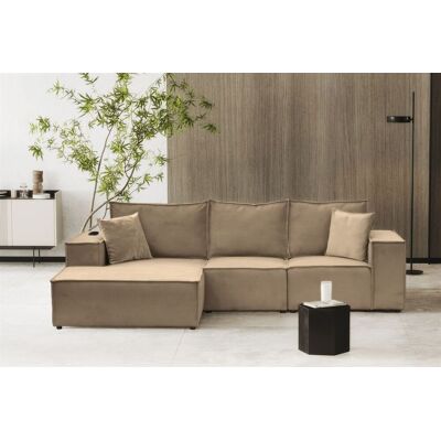 Fun Möbel Ecksofa Sofa ALVARO inkl. QI Ladegerät Stoff Opera Velvet Sand Ottomane Links Fun Möbel Ecksofa Sofa ALVARO inkl. QI Ladegerät Stoff Opera Velvet Sand Ottomane Links